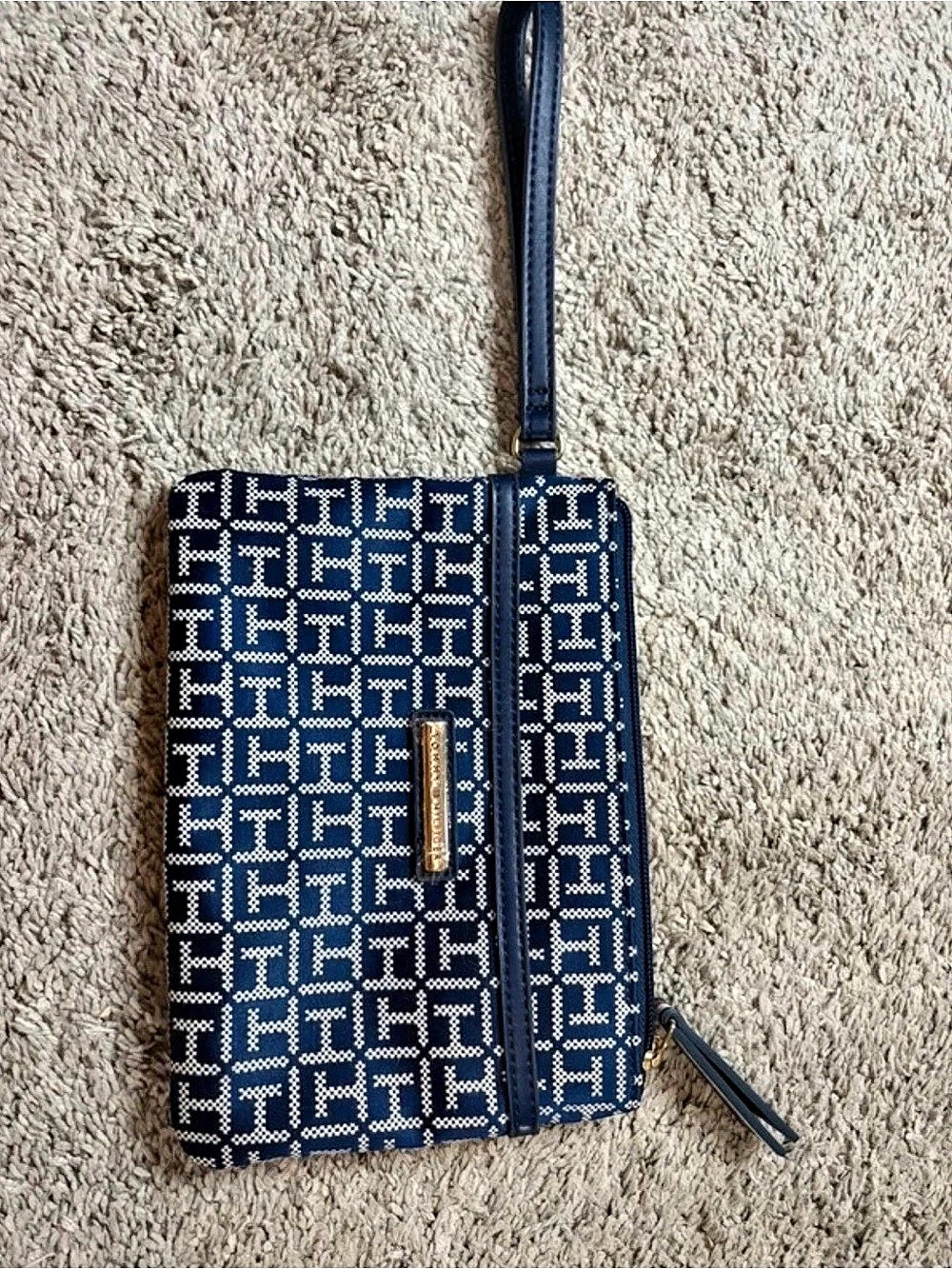 Tommy Hilfiger Monogram Crossbody Bag in Blue & White Like New